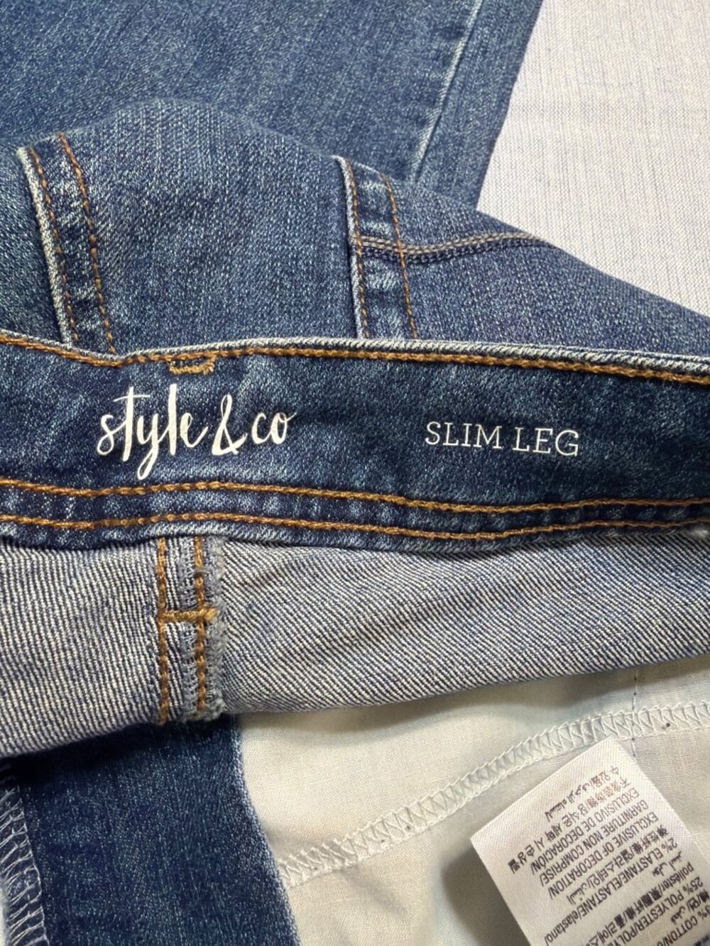 Style & Co Slim Leg Blue Denim Jeans High Rise Flattering Petite Plus Size 20WP - Picture 4 of 4